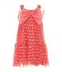 Bonnie Jean Little Girls Sleeveless Polka-Dotted Bow Babydoll Dress, Color:Coral - Image 1