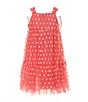 Bonnie Jean Little Girls Sleeveless Polka-Dotted Bow Babydoll Dress, Color:Coral - Image 2