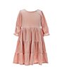 Color:Blush - Image 1 - Little Girls 4-6X 3 /4 Sleeve Velvet Tiered Skirt Dress