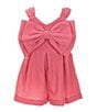 Color:Pink - Image 1 - Little Girls 4-6X Sleeveless Bow-Accented Gauze Romper