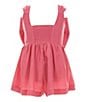 Color:Pink - Image 2 - Little Girls 4-6X Sleeveless Bow-Accented Gauze Romper