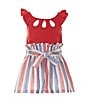 Color:Red - Image 1 - Little Girls 4-6X Sleeveless Solid/Striped Americana Romper