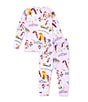 Color:Purple - Image 2 - Baby Girls 12-24 Months Long Sleeve Uni The Unicorn Two-Piece Pajamas & Book Set