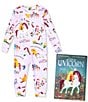 Color:Purple - Image 1 - Baby Girls 12-24 Months Long Sleeve Uni The Unicorn Two-Piece Pajamas & Book Set