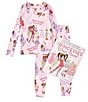 Color:Pink - Image 1 - Little/Big Girls 2-10 Princesses Wear Pants Fitted Two-Piece Pajamas & Book Set