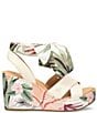 Color:Ivory White - Image 2 - Airedale Tropical Floral Print Ankle Tie Platform Wedge Sandals