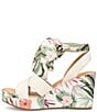 Color:Ivory White - Image 4 - Airedale Tropical Floral Print Ankle Tie Platform Wedge Sandals
