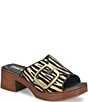 Born Bangle Raffia Zebra Print Buckle Platform Slide Sandals - Image 1