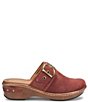 Color:Red Brick - Image 2 - Banyan Suede Buckled Strap Suede Leather Clogs