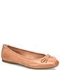 Color:Almond - Image 1 - Brin Leather Ballerina Bow Flats