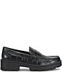 Born Carrera Crocodile Embossed Leather Lug Sole Platform Penny Loafers - Image 2