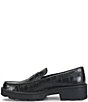 Born Carrera Crocodile Embossed Leather Lug Sole Platform Penny Loafers - Image 4
