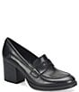 Color:Black - Image 1 - Holliston Leather Penny Loafer Pumps