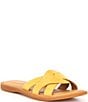 Color:Yellow - Image 1 - Isabella Banded Flat Slide Sandals