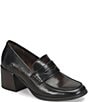 Born Lora Leather Block Heel Penny Loafer Pumps - Image 1