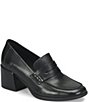 Born Lora Leather Block Heel Penny Loafer Pumps - Image 1