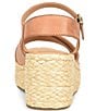 Color:Cognac - Image 3 - Moriah Leather Jute Platform Wedge Sandals