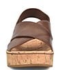 Color:Nut Brown - Image 5 - Sandra Leather Stretch Back Cork Platform Wedge Sandals
