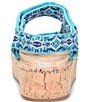 Color:Turquoise - Image 3 - Sirena Beadwork Print Webbing Cork Platform Sandals