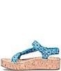 Color:Turquoise - Image 4 - Sirena Beadwork Print Webbing Cork Platform Sandals