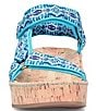 Color:Turquoise - Image 5 - Sirena Beadwork Print Webbing Cork Platform Sandals