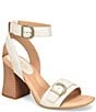 Color:White - Image 1 - Tahlia Ankle Strap Stacked Heel Sandals