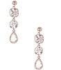 Color:Crystal - Image 1 - Borrowed & Blue By Southern Living Three Drop Cubic Zirconia Crystal Drop Earrings