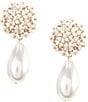 Color:Ivory - Image 1 - Borrowed & Blue by Southern Living Flower Pearl Drop Earrings