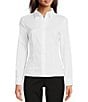 Color:Bright White - Image 1 - BOSS by Hugo Boss Bashinah Point Collar Long Sleeve Slim Fit Blouse