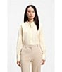 BOSS by Hugo Boss Bertyna Woven Stand Collar Long Sleeve Button-Front Blouse - Image 5