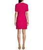 Color:Bright Pink - Image 2 - BOSS by Hugo Boss Docanah Tweed Wool Blend Woven Crew Neck Short Sleeve Flap Pocket Sheath Dress