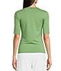 Color:Green - Image 2 - BOSS by Hugo Boss Efita Solid Knit Crew Neck Short Sleeve Shirt