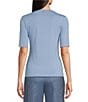 Color:Hydrangea - Image 2 - BOSS by Hugo Boss Efita Solid Knit Crew Neck Short Sleeve Shirt