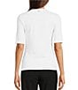 Color:White - Image 2 - BOSS by Hugo Boss Efita Solid Knit Crew Neck Short Sleeve Coordinating Shirt