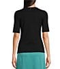 Color:Black - Image 2 - BOSS by Hugo Boss Efita Solid Knit Crew Neck Short Sleeve Coordinating Shirt