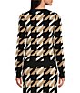 Color:Iconic Hound - Image 2 - BOSS by Hugo Boss Furkina Houndstooth Knit Jacquard Crew Neck Long Sleeve Coordinating Cropped Top