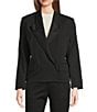 Hugo Boss BOSS By Hugo Boss Janeva Wool Woven Notch Lapel V-Neck Long Sleeve Cropped Tux Jacket, Color:Black - Image 1