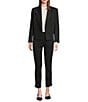 Hugo Boss BOSS By Hugo Boss Janeva Wool Woven Notch Lapel V-Neck Long Sleeve Cropped Tux Jacket, Color:Black - Image 3