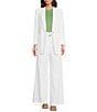 Color:White - Image 3 - BOSS by Hugo Boss Jasena Single Breasted Linen Blend Flap Pocket Notch Lapel Cuffed Long Sleeve Pocketed Coordinating Blazer