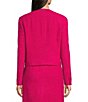 Color:Bright Pink - Image 2 - BOSS by Hugo Boss Jesetta Tweed Wool Blend Open Lapel Long Sleeve Flap Pocket Double Breasted Cropped Jacket