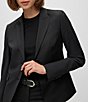 Color:Black - Image 3 - BOSS by Hugo Boss Juleah Virgin Wool Peak Lapel Collar Two-Button Coordinating Blazer Jacket