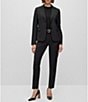 Color:Black - Image 4 - BOSS by Hugo Boss Juleah Virgin Wool Peak Lapel Collar Two-Button Coordinating Blazer Jacket