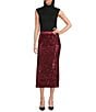 Hugo Boss BOSS By Hugo Boss Sequin Knit Contrast Midi Skirt, Color:Deep Ruby - Image 5