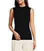 Color:Black - Image 1 - BOSS by Hugo Boss Solid Knit Mock Neck Sleeveless Coordinating Tank Top