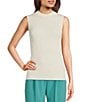 Color:Soft Cream - Image 1 - BOSS by Hugo Boss Solid Knit Mock Neck Sleeveless Coordinating Tank Top