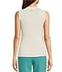 Color:Soft Cream - Image 2 - BOSS by Hugo Boss Solid Knit Mock Neck Sleeveless Coordinating Tank Top