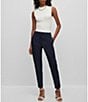 Color:Dark Blue - Image 3 - BOSS by Hugo Boss Tachinoa Classic Stretch Cotton Twill Tapered Slim Leg Pleated Ankle Pants
