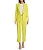 Color:Tennis Yellow - Image 3 - BOSS by Hugo Boss Tapiah Coordinating Straight Tapered-Leg Pleated Belted Cropped Pants