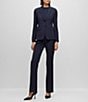 Color:Dark Blue - Image 4 - BOSS by Hugo Boss Tuleah Virgin Wool Bootcut Coordinating Pant