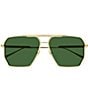 Color:Gold/Green - Image 2 - Men's BV1012S 60mm Navigator Sunglasses
